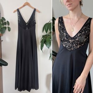Olga | Vintage | 80s | Satin Lace Night Gown Lingerie Maxi